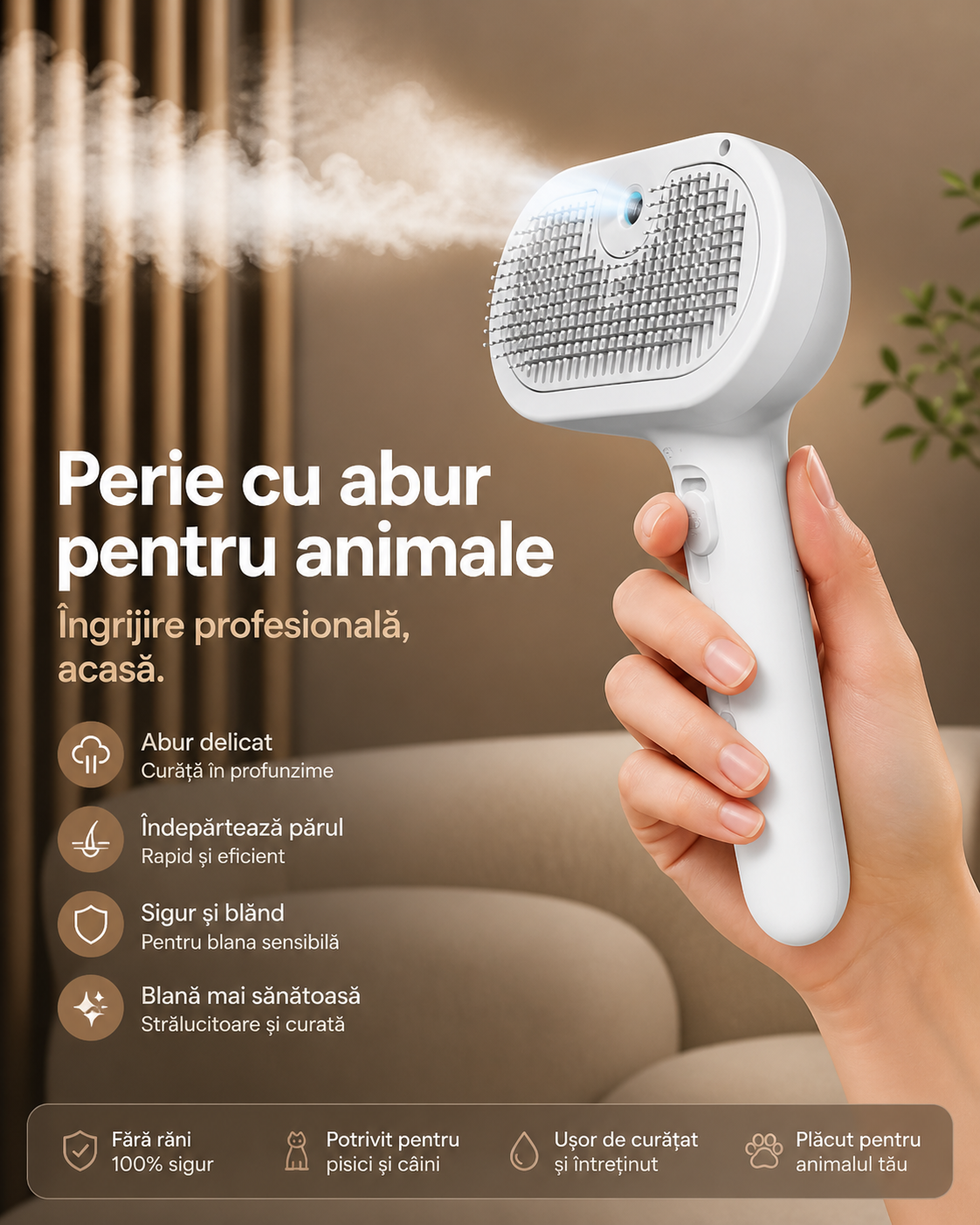 Perie cu abur pentru animale