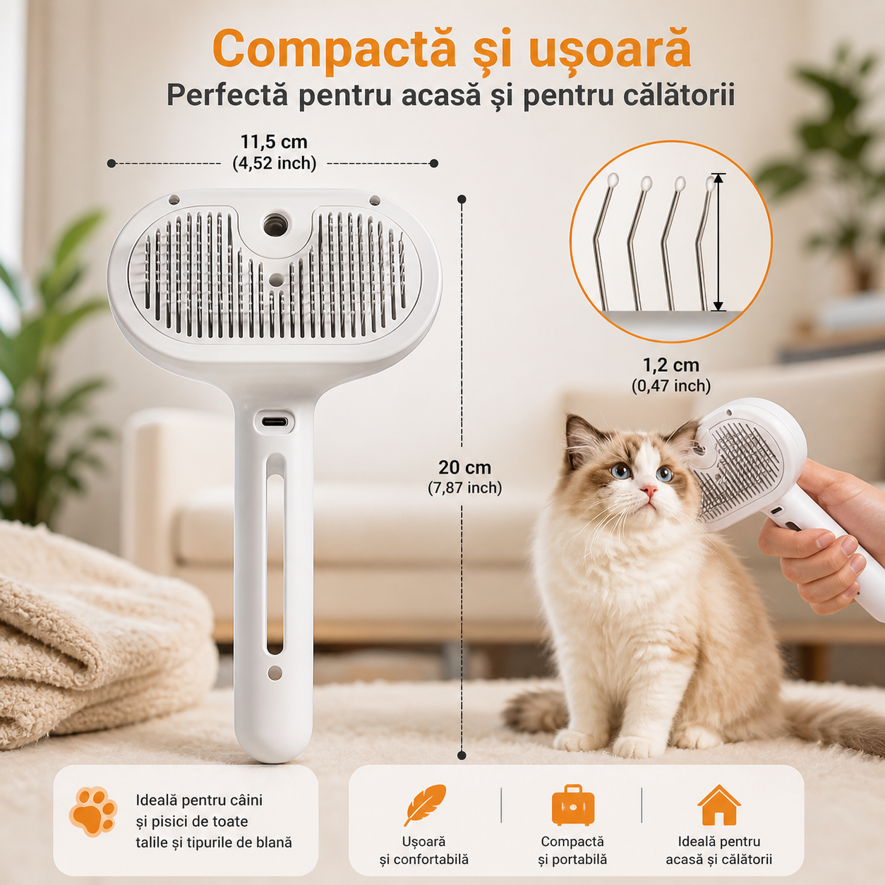 Perie cu abur pentru animale